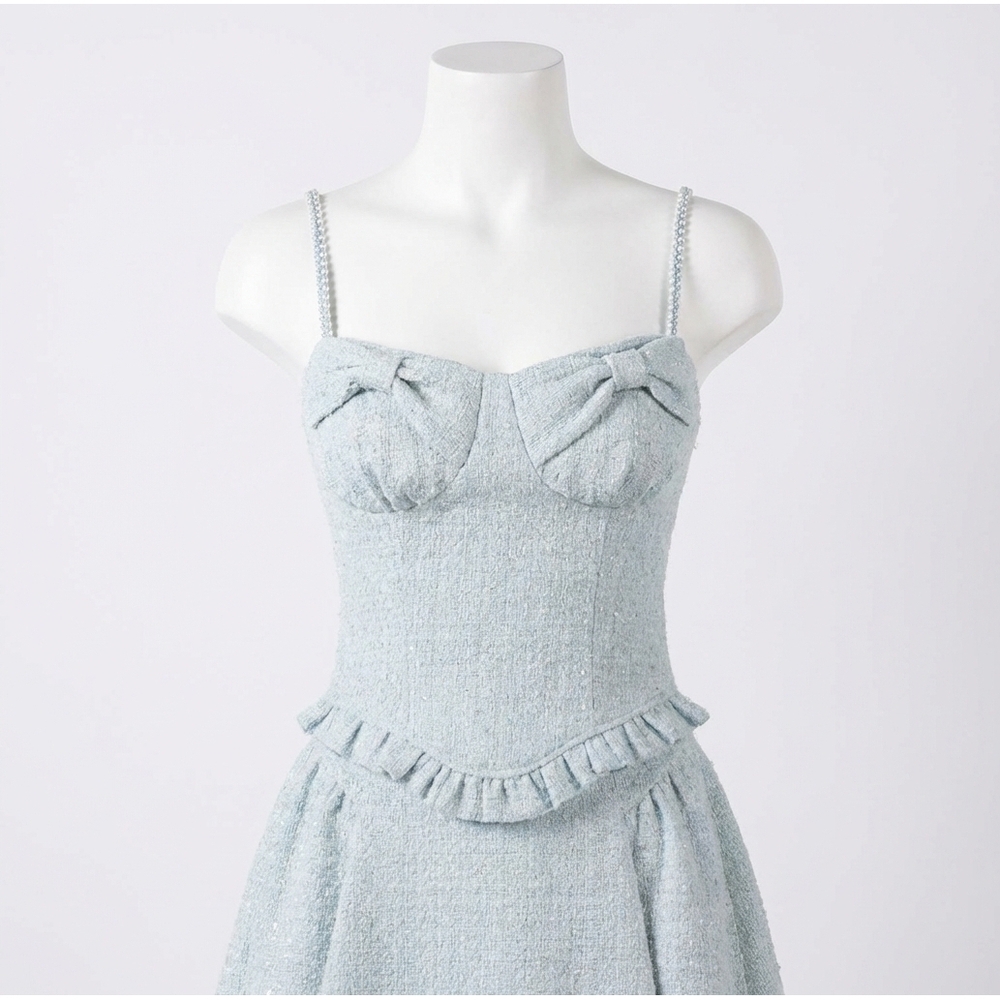 NEW KESTAN elora tweed top in blue